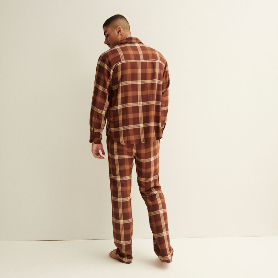 chequered trousers with elastic waistband - brown;
