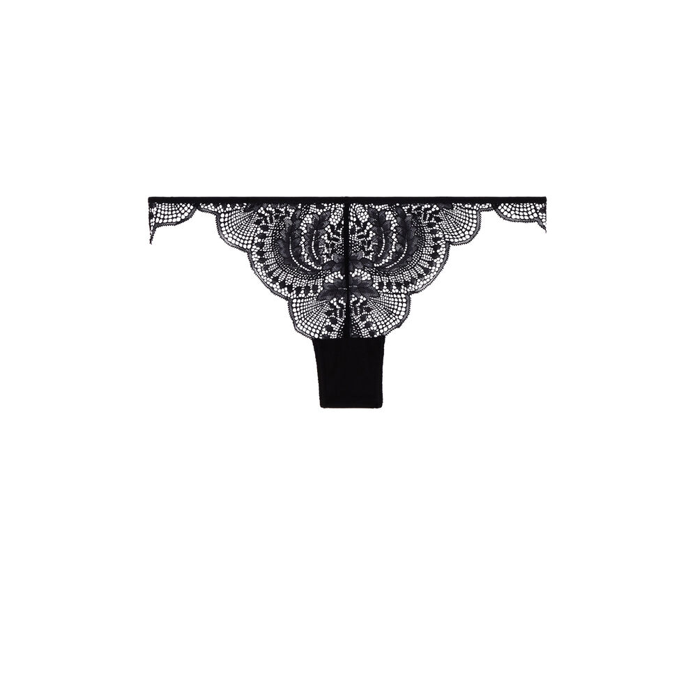 Lace triangle bra with satin straps - black black.