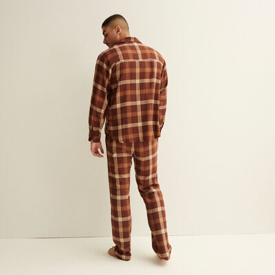 chequered long-sleeved shirt - brown;