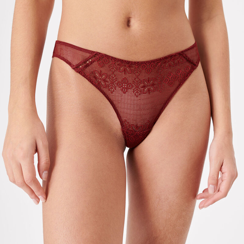 lace tanga briefs with gold chain detail;