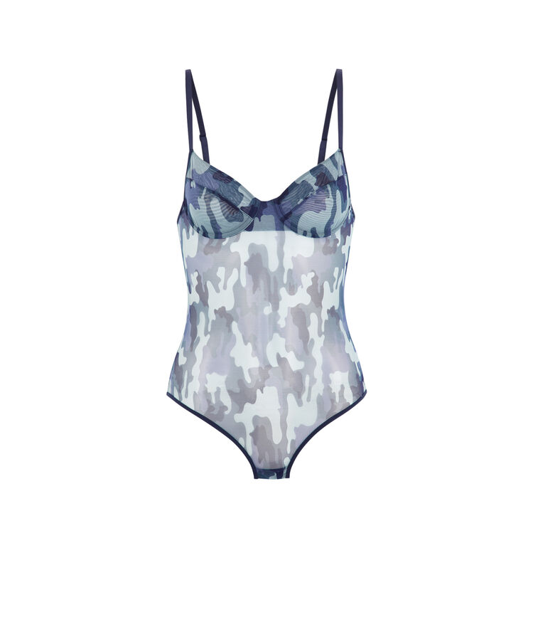 Body aus tüll camouflage-print camistreetiz blau.