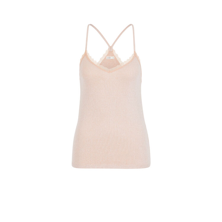 Top aus jersey mit glanzeffekt und schmalen trägern luximiz rosa.