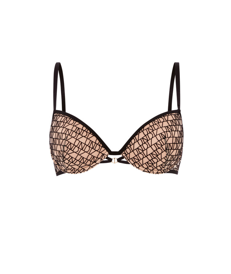 Soutien-gorge ampliforme tulle floqué eliziz beige.