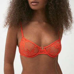 balconette bra with thin cups and floral lace 