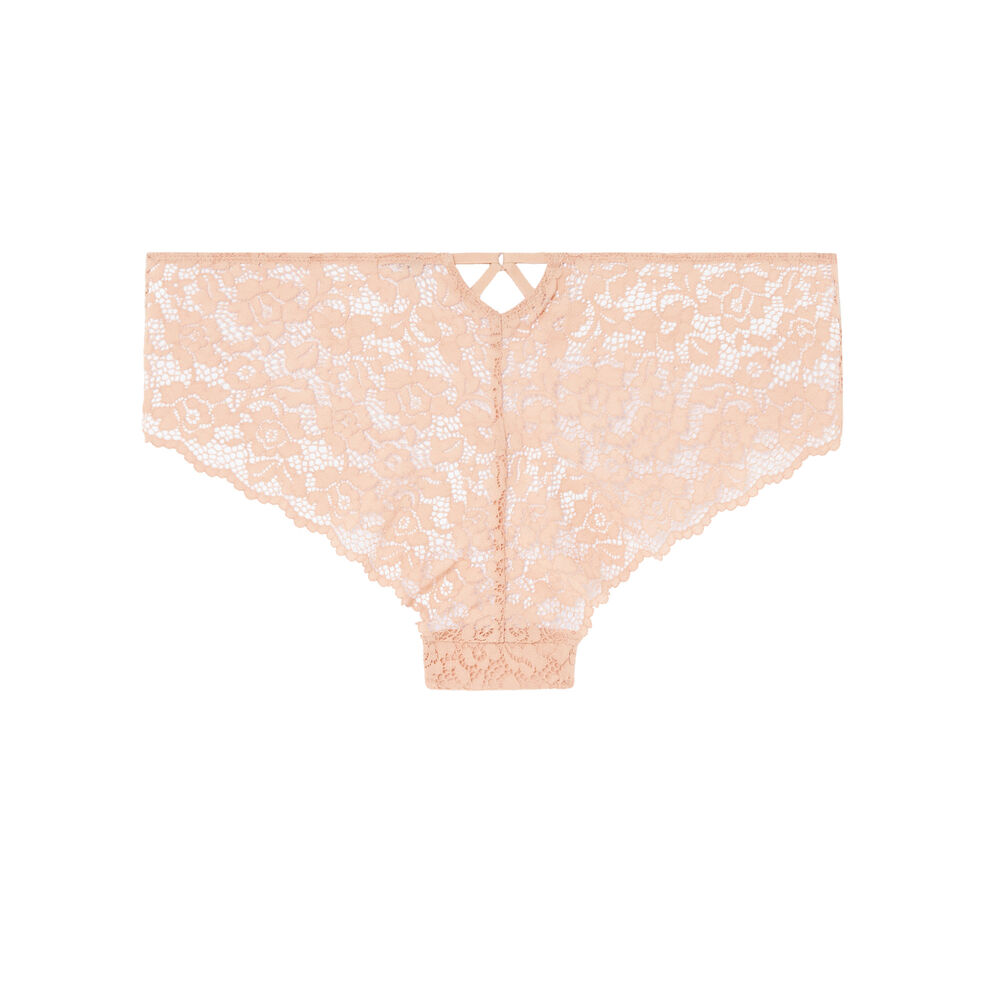 Floral lace shorty - beige beige.