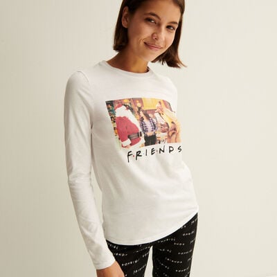 friends themed long-sleeve top and trousers set - black;