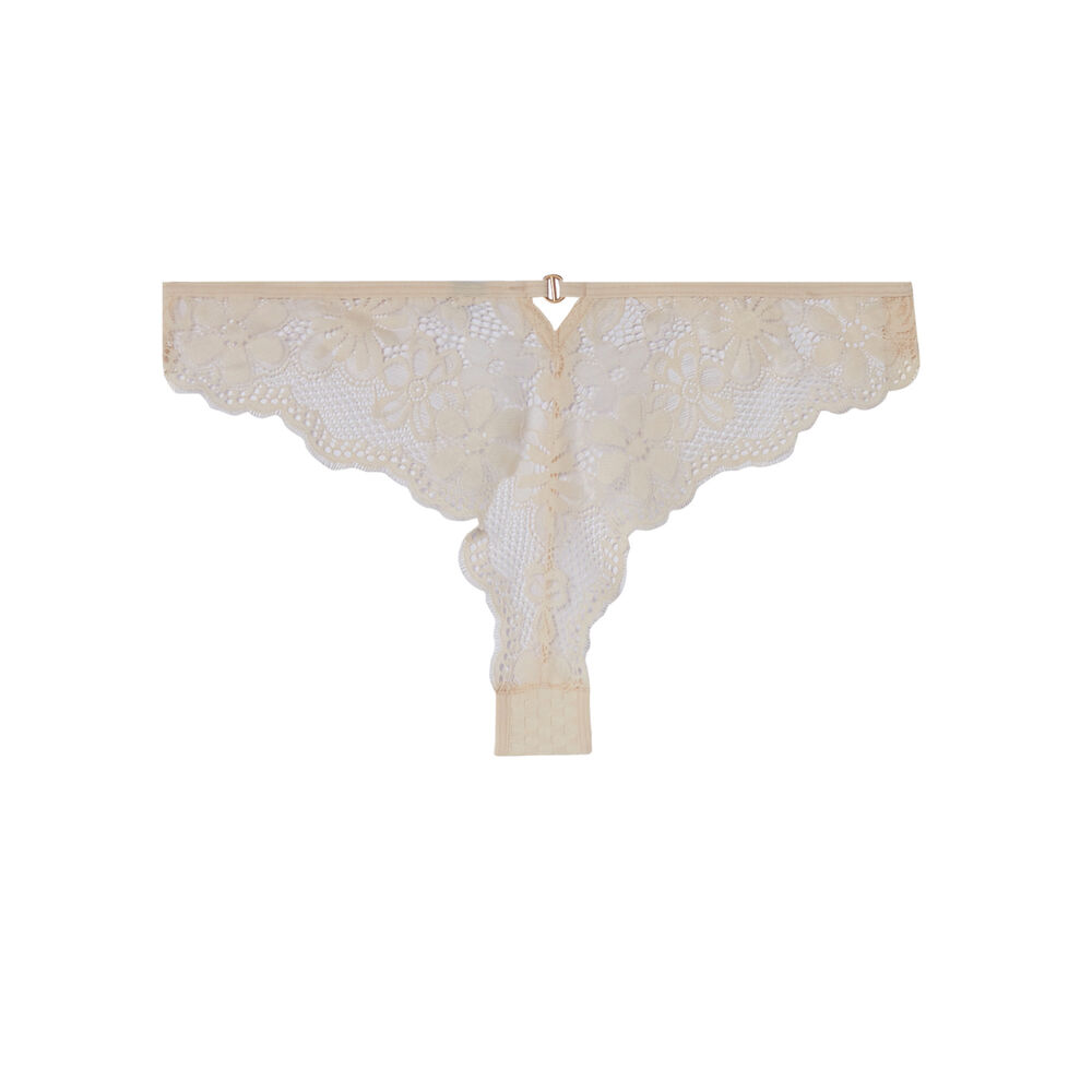 Openwork lace tanga briefs - off-white off-white.
