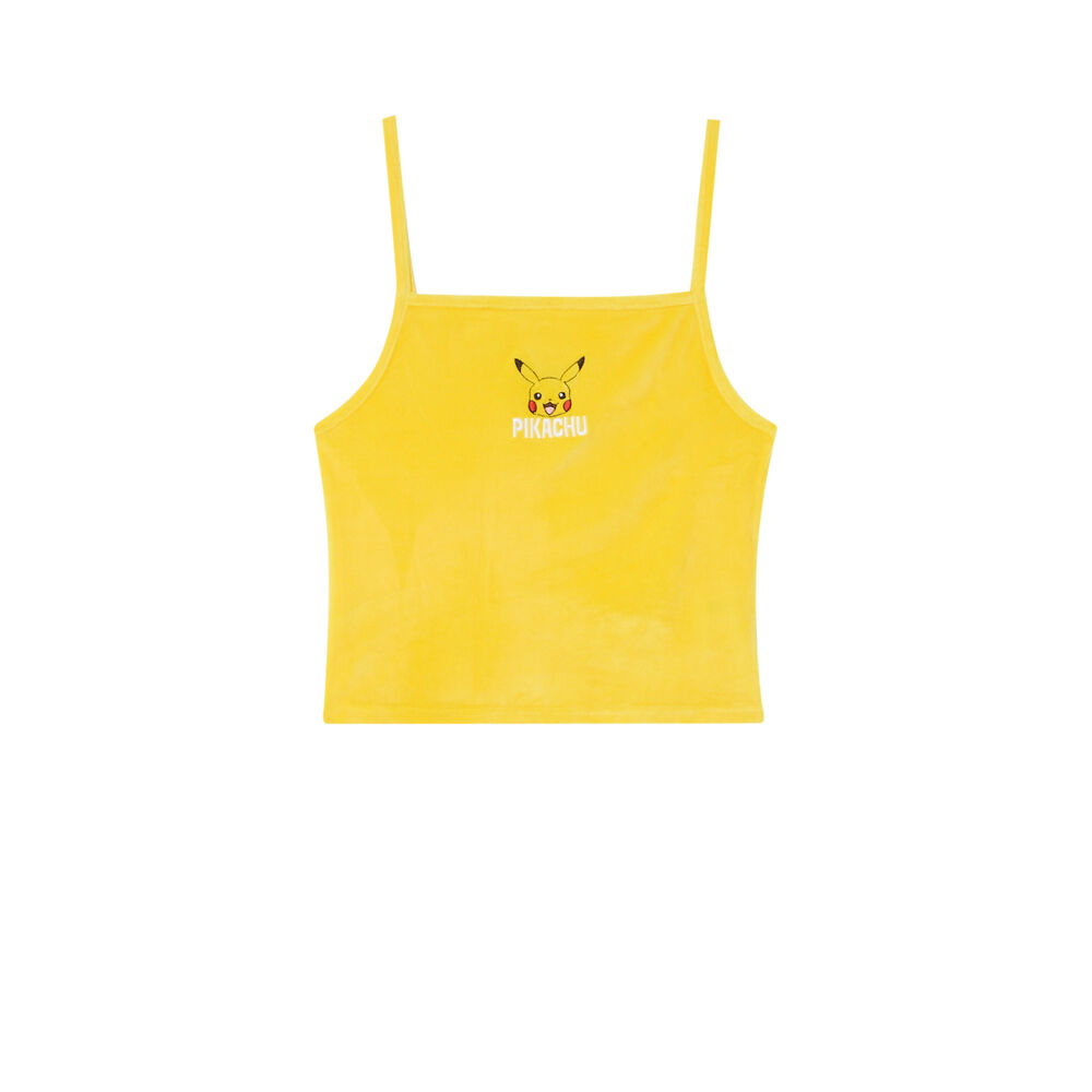 Spaghetti strap pikachu crop top - yellow yellow.
