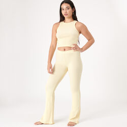 high-waisted flared trousers - pastel yellow