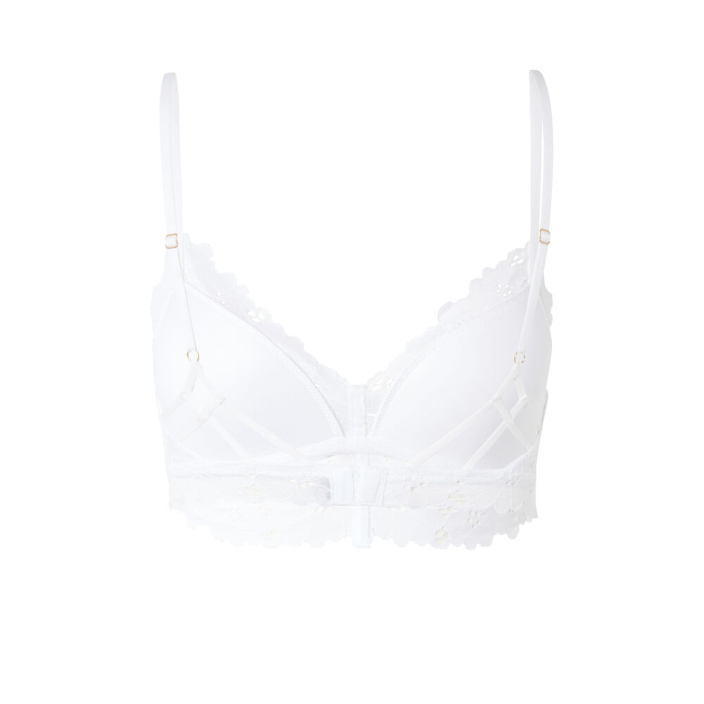 Lace triangle push up bra with jewellery - white white.