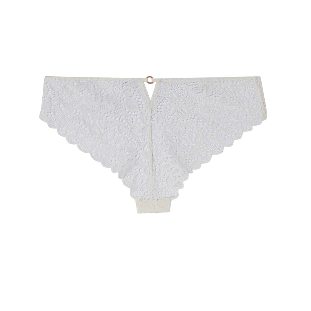 Floral lace shorty with ring detail - ecru ecru.