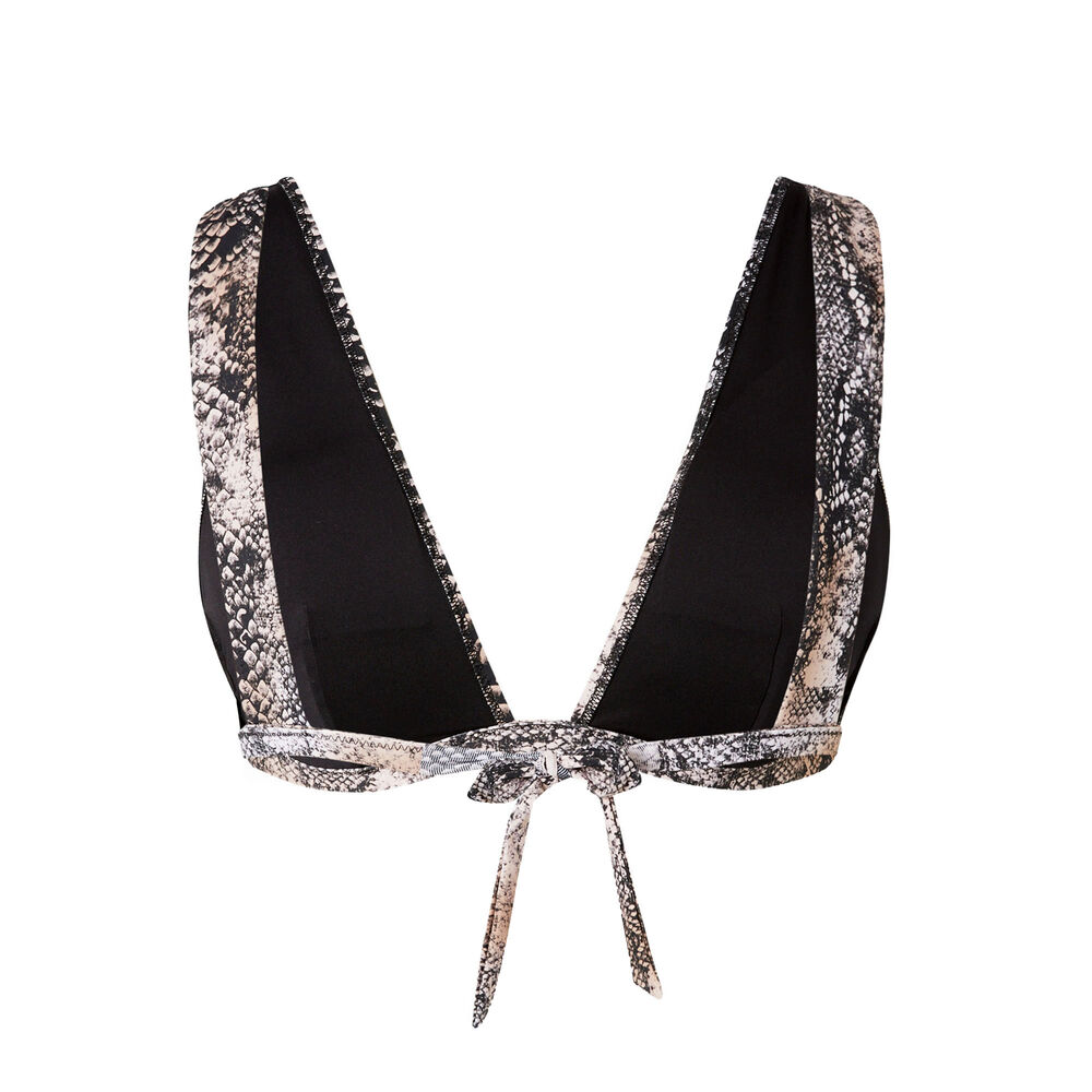 Python print bralette bikini top - black black.