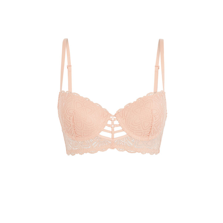 Marceliz lace push-up bustier bra and banding. powder pink.