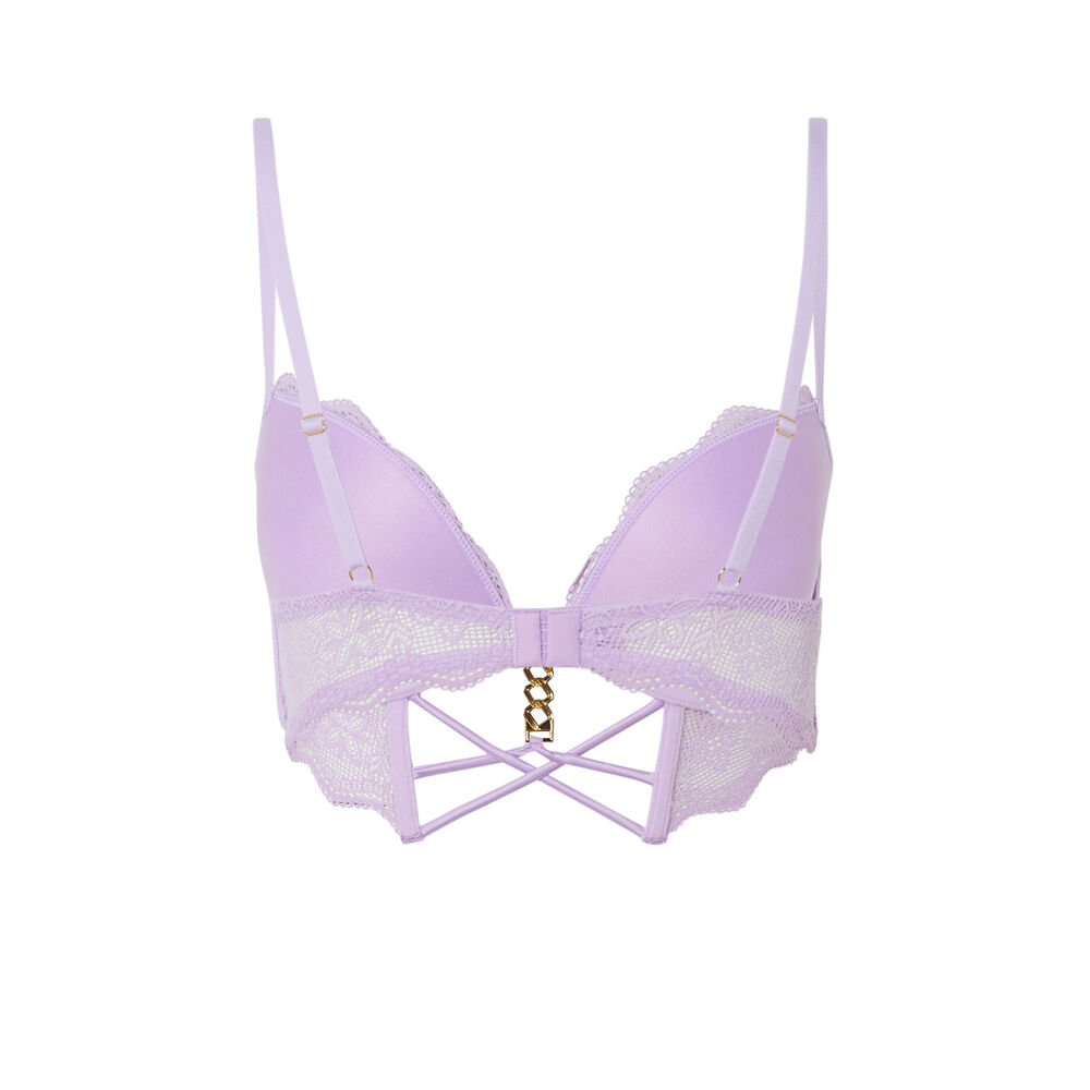 Padded bustier bra with gold chain - lilac purple.