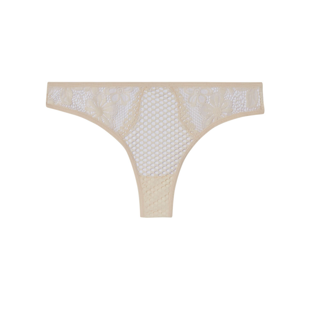 Openwork lace tanga briefs - off-white off-white.