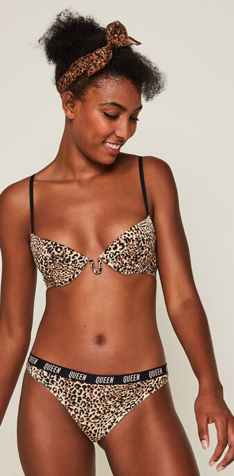 Wildcatiz micro leopard print push-up bra beige.