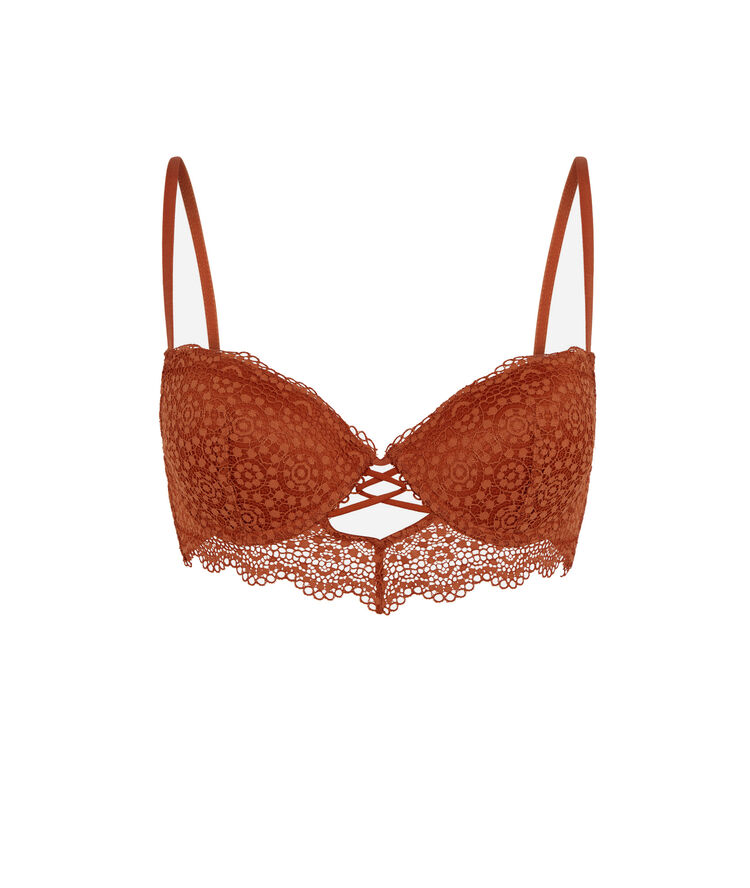 Lace push-up bra - brown brown.