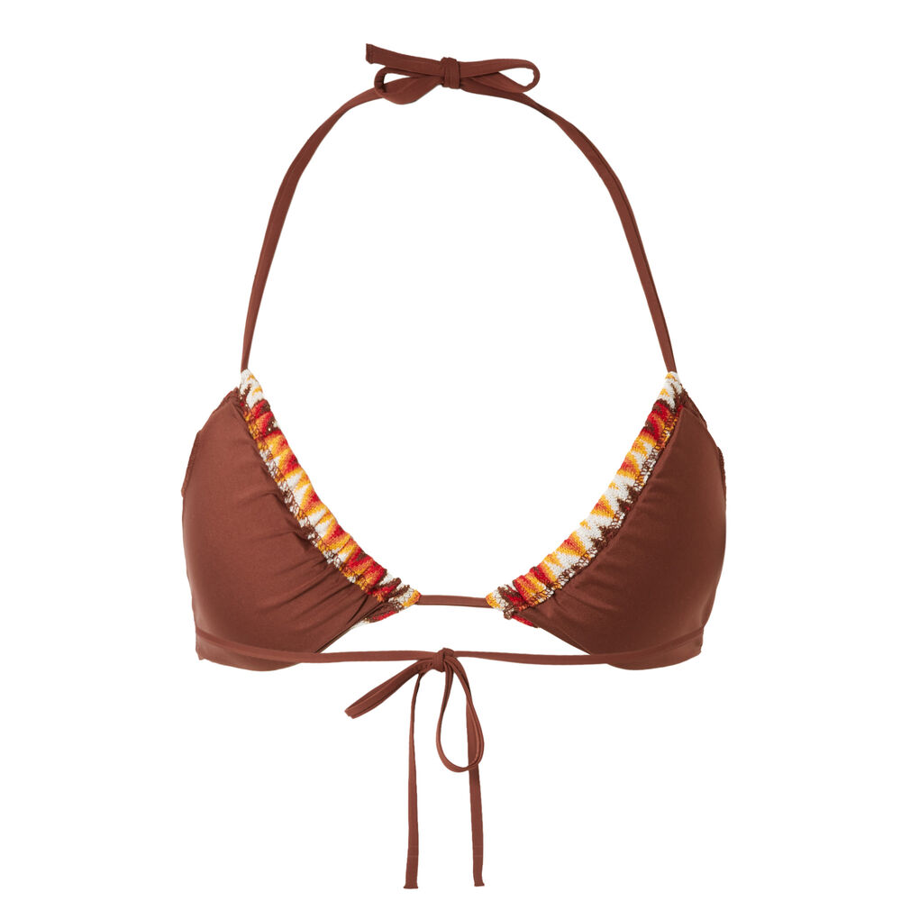 Crochet triangle bikini top - multicoloured orange.