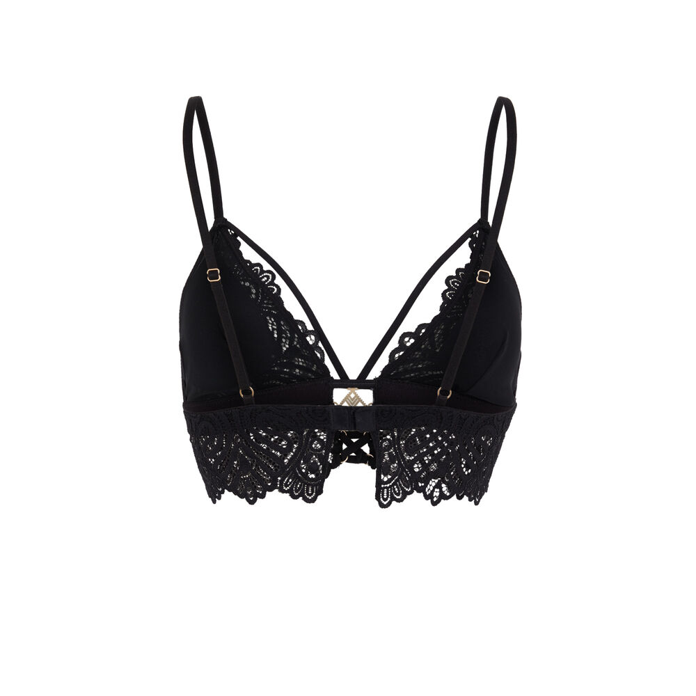 Lace triangle bra - black black.