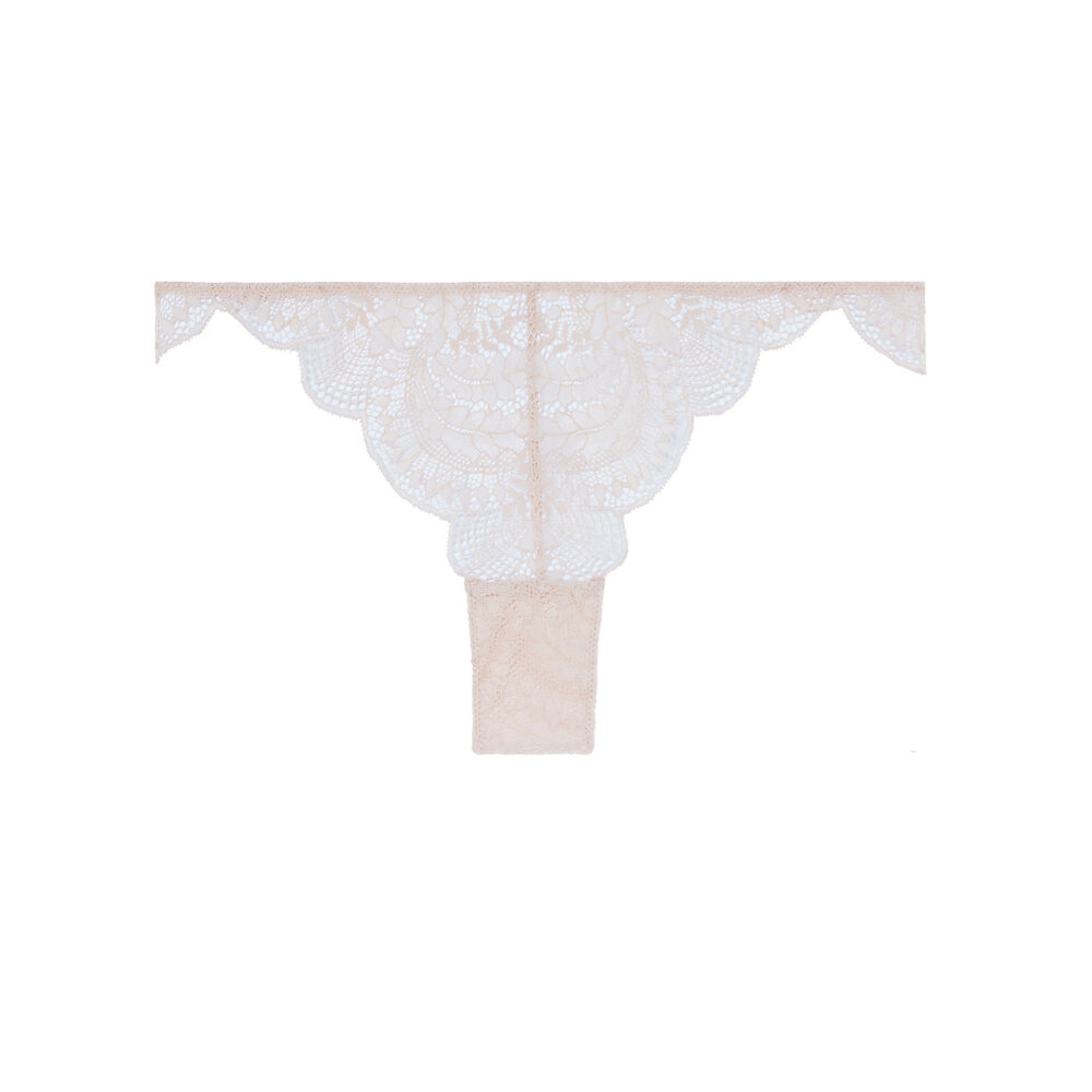Lace tanga briefs and satin strap - pink pink.