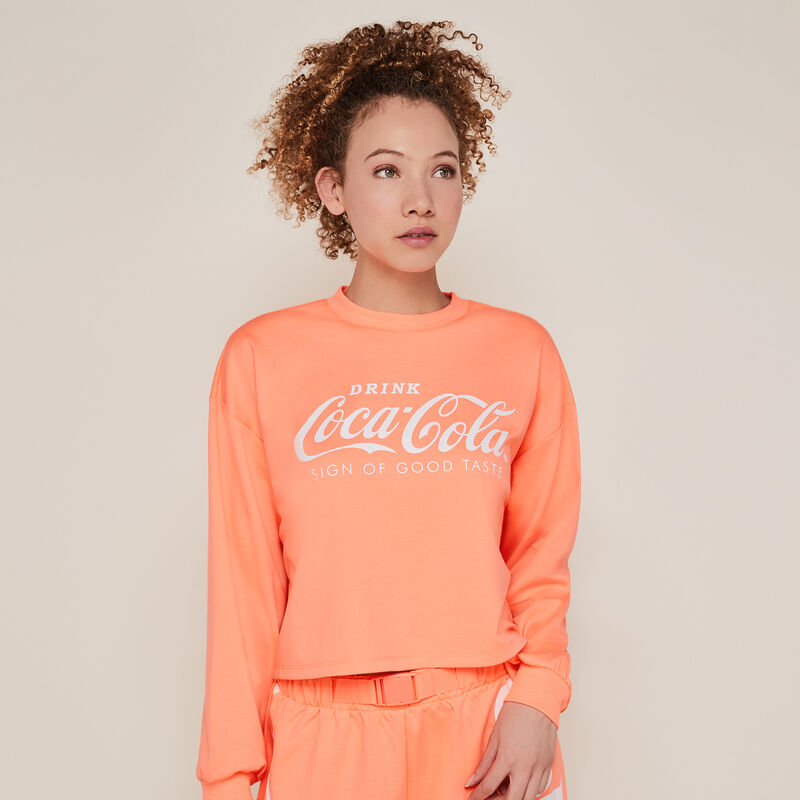 Coca-cola jumper with round neckline - fluorescent coral Coca-cola jumper with round neckline - fluorescent coral;