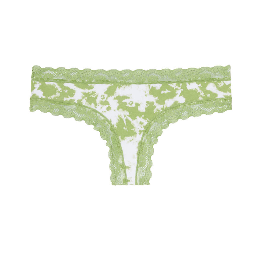 cotton tie-dye shorty with lace - green;