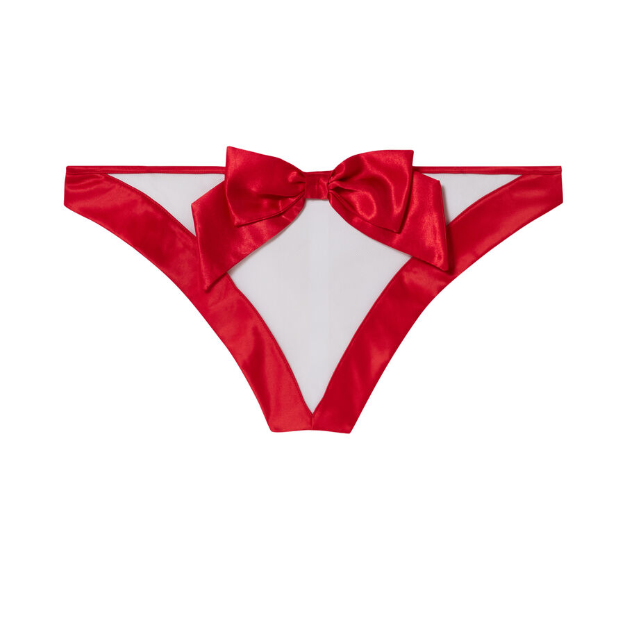 satin briefs with bow - red;