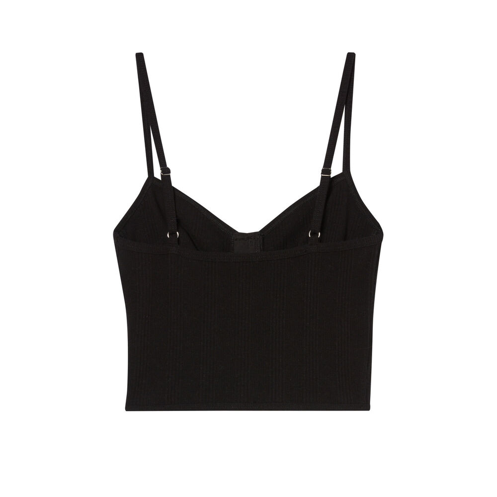 Corset-effect top with thin straps - black black.