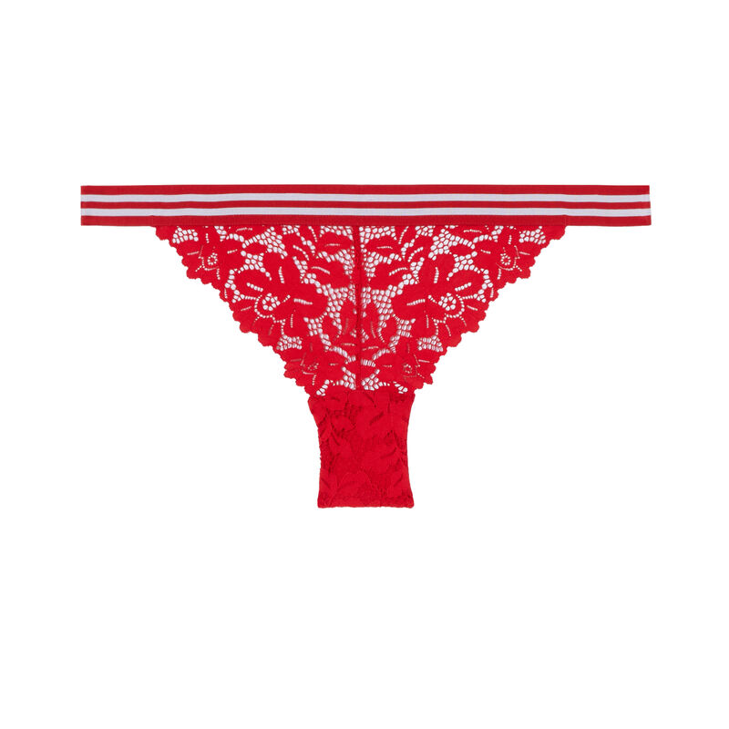 two-tone lace and elastic briefs - red two-tone lace and elastic briefs - red;