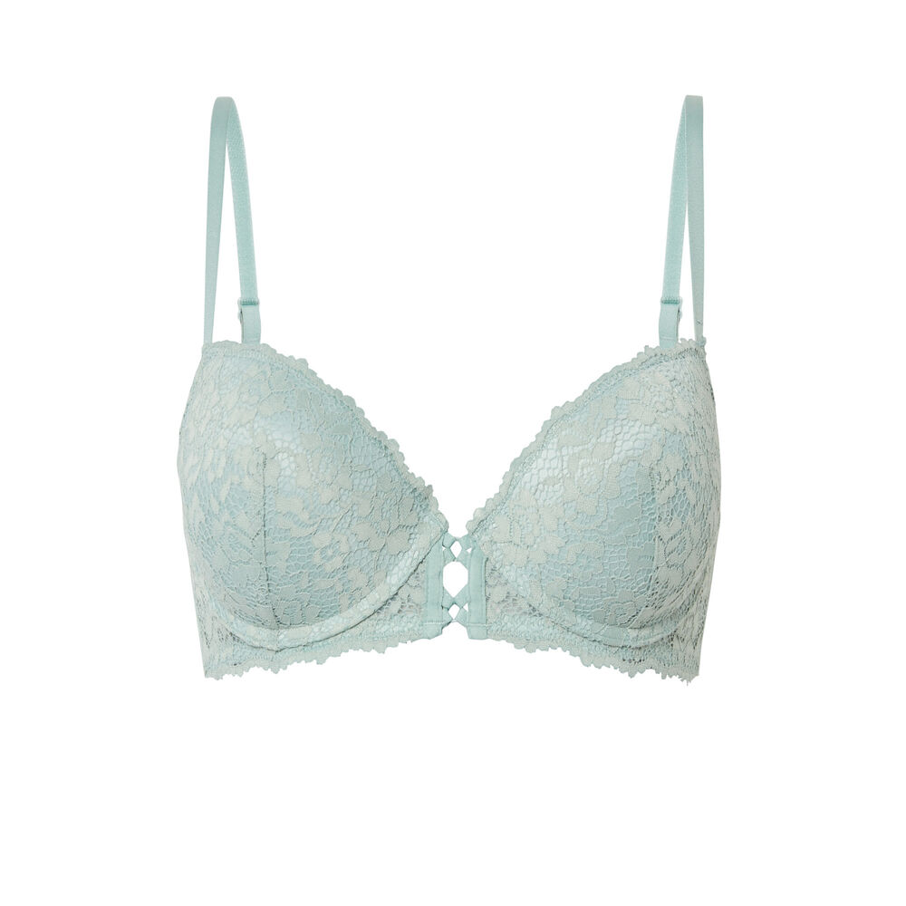Floral lace push-up bra - lilac purple.