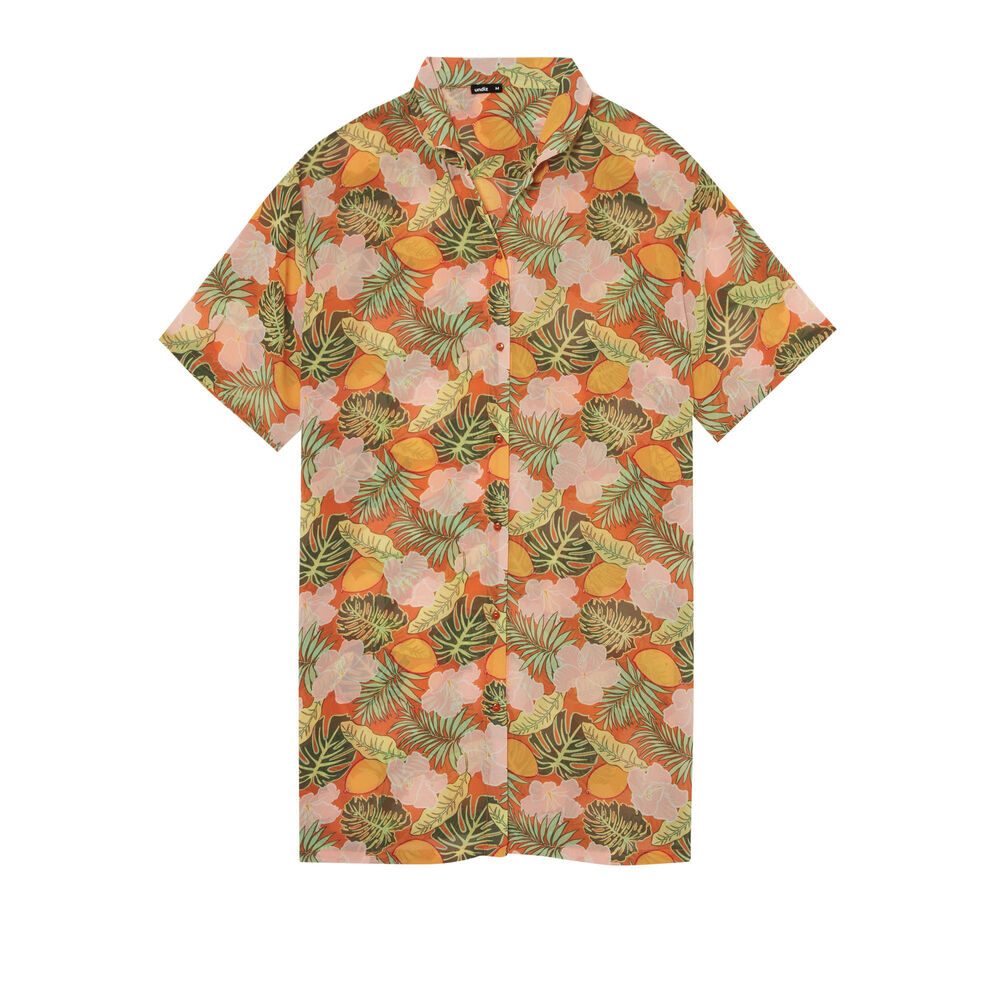 Tropical print beach shirt - orange orange.