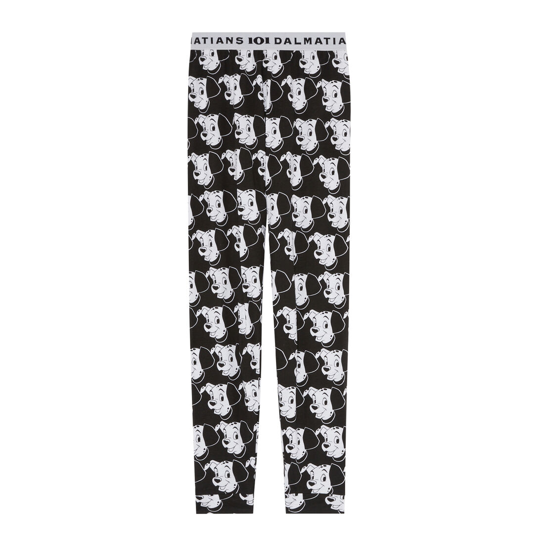 Trousers with 101 Dalmatians pattern - black;