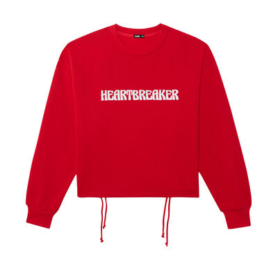 'heartbreaker' oversize cropped sweatshirt - red;