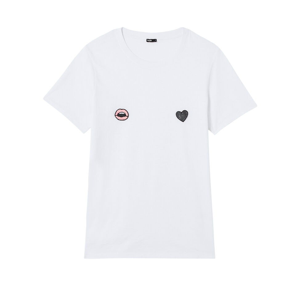 Heart, flowers or lips print top - white white.