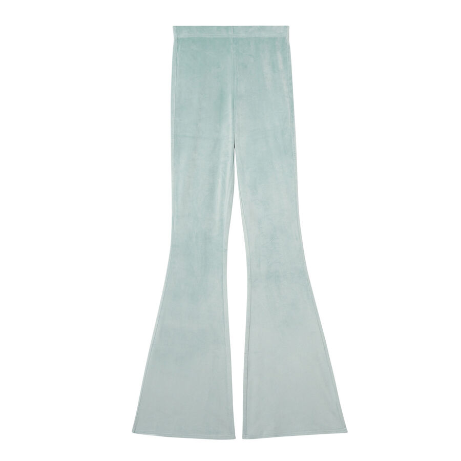 расклёшенные брюки с высокой талией из бархата - светло-зеленый;