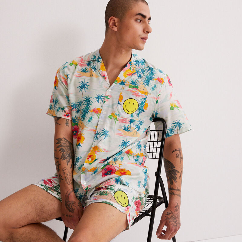 Floral Smiley shirt - white Floral Smiley shirt - white;