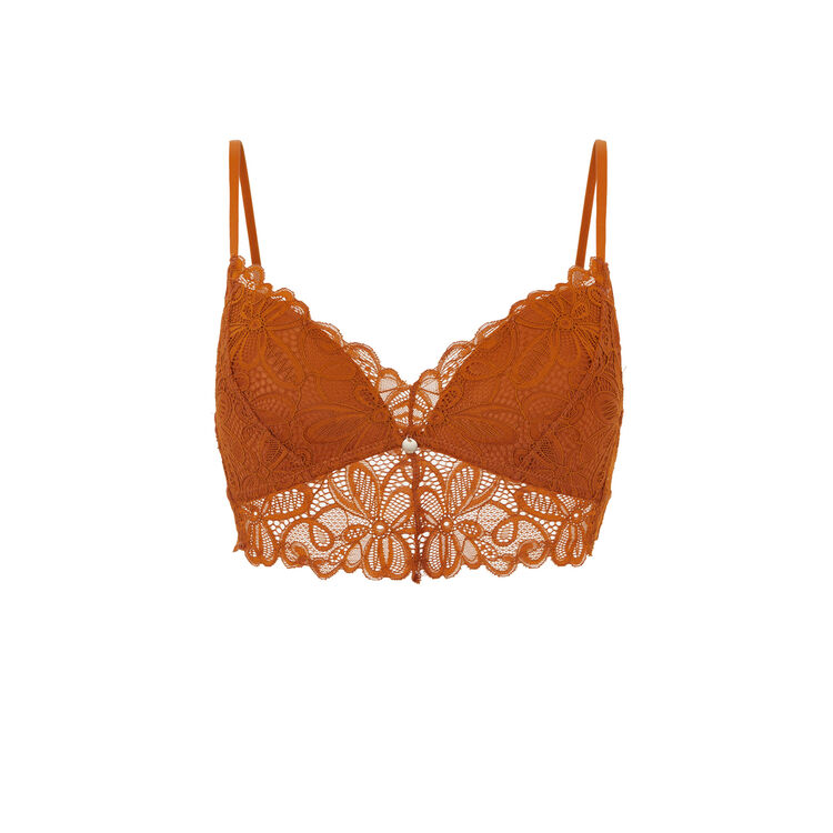 Pampiz triangle bra with lace cups orange.