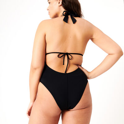 one-piece plunging swimsuit - black;