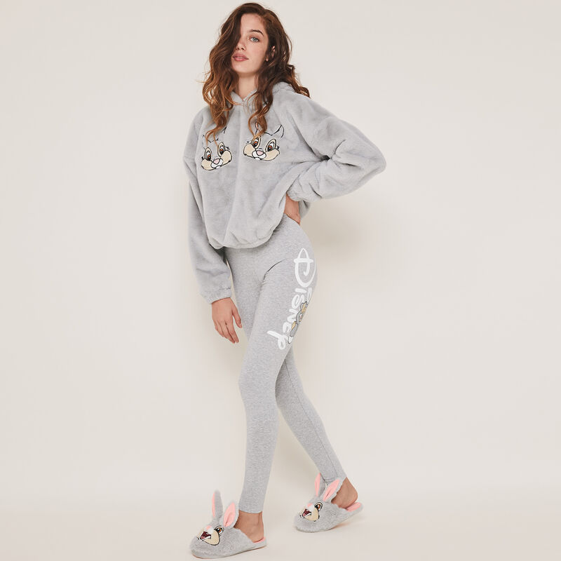 Sweat polaire à capuche print panpan panpaniz gris.