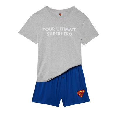 set pyjama top et short superman - gris chiné;