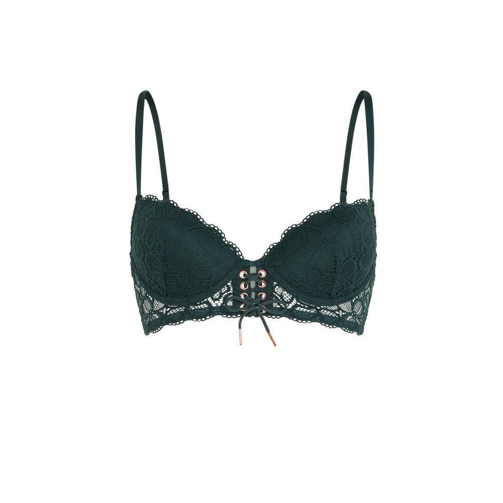Padded bustier bra with bow - green green.