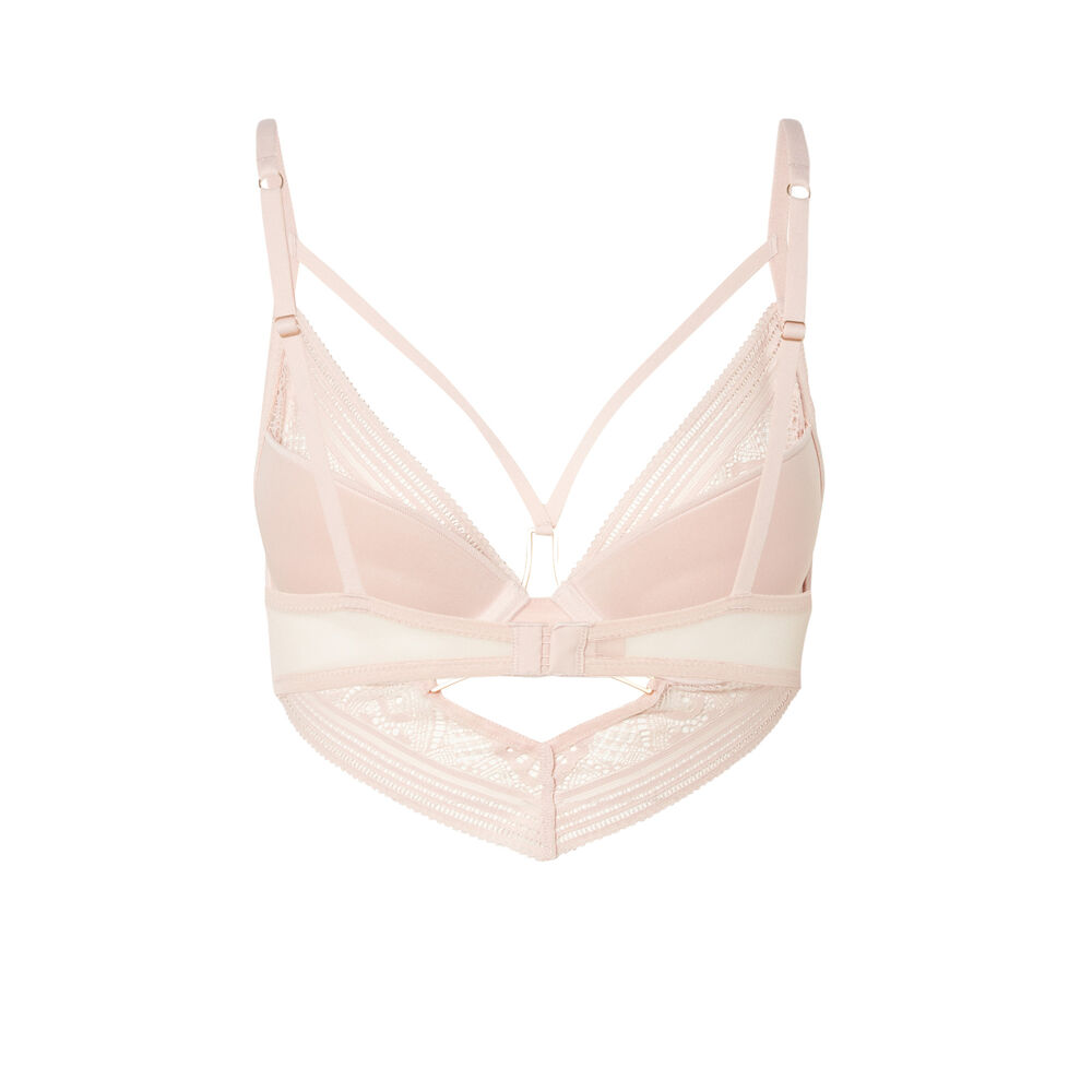 Push-up bra with ties and jewel - nude pink pink.