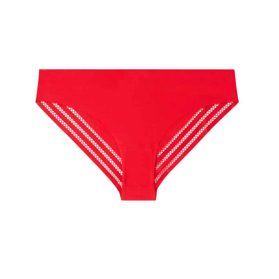 microfibre and graphic lace knickers - red;