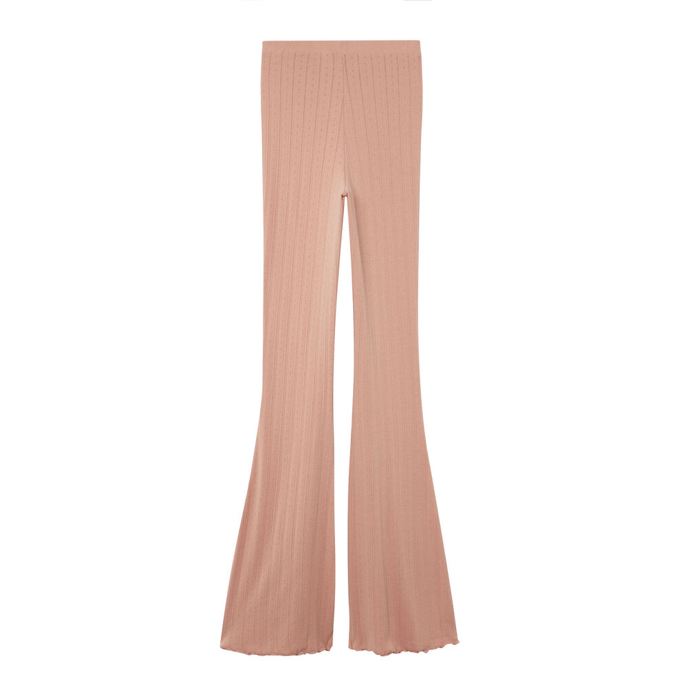 Pointelle knit flared trousers - beige beige.