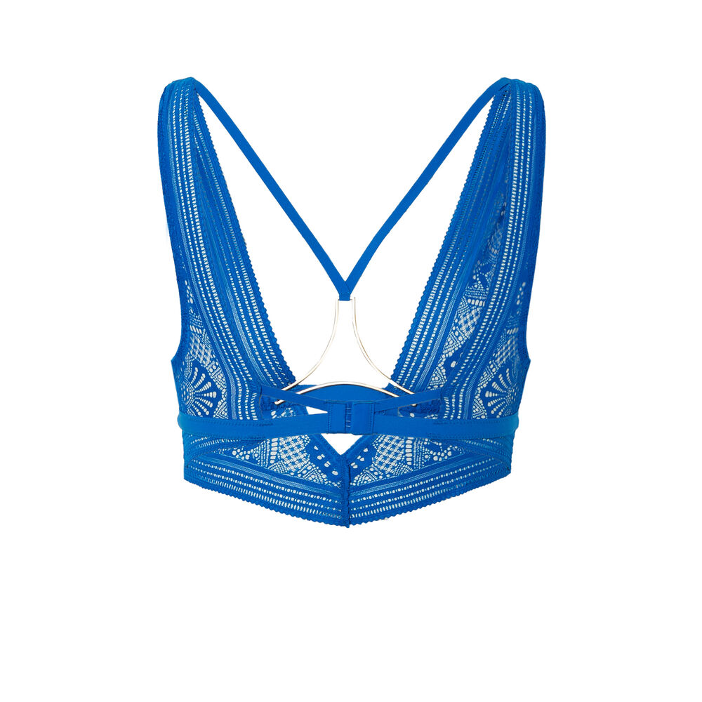 Non-wired bra with ties and jewellery - blue blue.