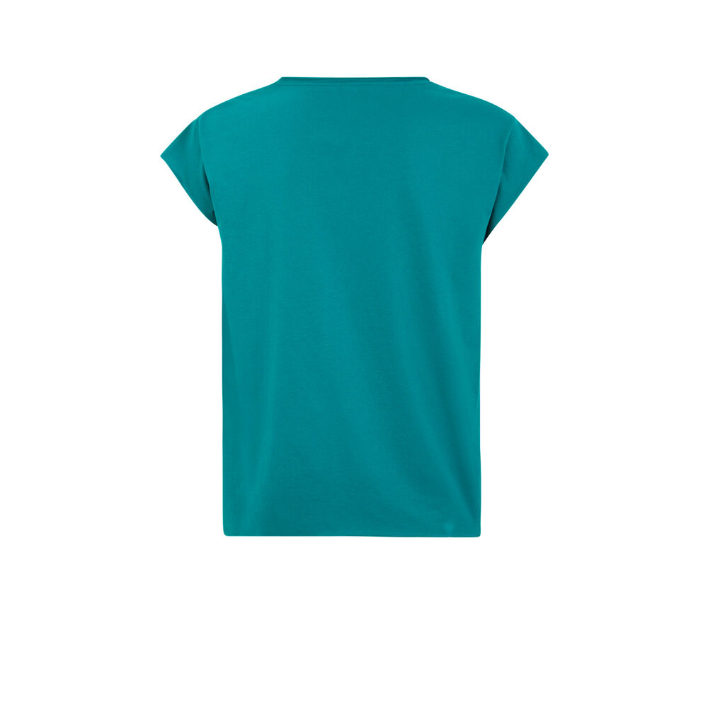 Short-sleeved top with slogan - green green.