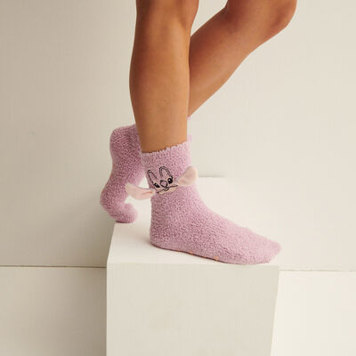 angel socks with 3D ears - lilac;