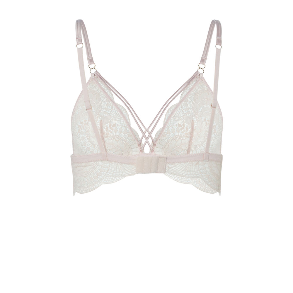 Lace triangle bra with satin strap - pink pink.