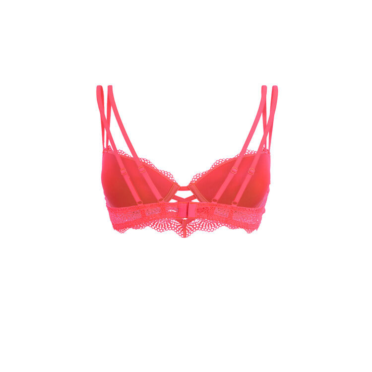 Totoiz fluorescent coral push-up bustier bra pink.