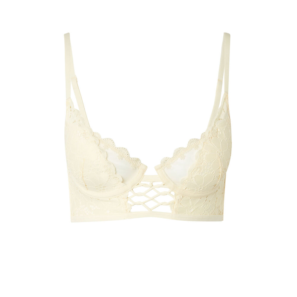Embroidered lace padded bra - off-white off-white.